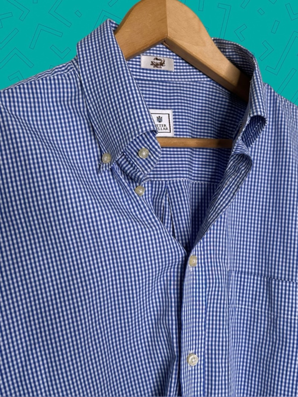 Peter Millar Button Down Blue Gingham Shirt